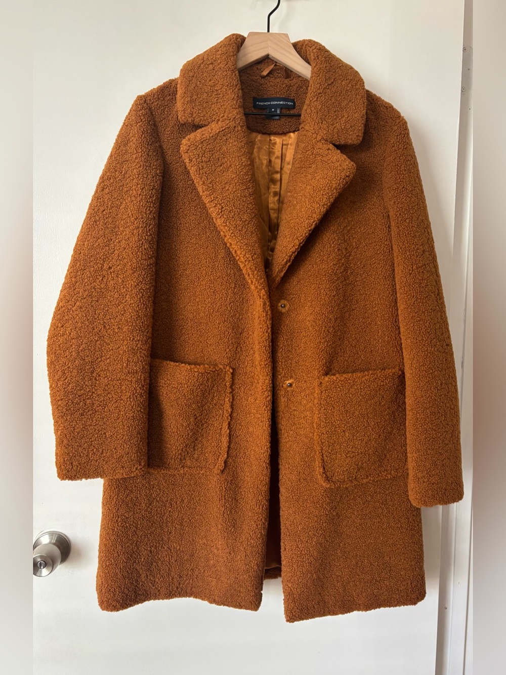 French Connection Women Brown Teddy Winter Coat Size Medium